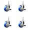 Service Caster 3 Inch 316SS Blue Polyurethane Swivel 3/8 Inch Threaded Stem Caster Set Brake SS316TS20S314-PPUB-BLUE-TLB-381615-4 - alternate 1